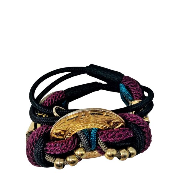 Vintage Statement Waist Belt Gold Medallion Rope Buckle Boho Glam Festival Luxe